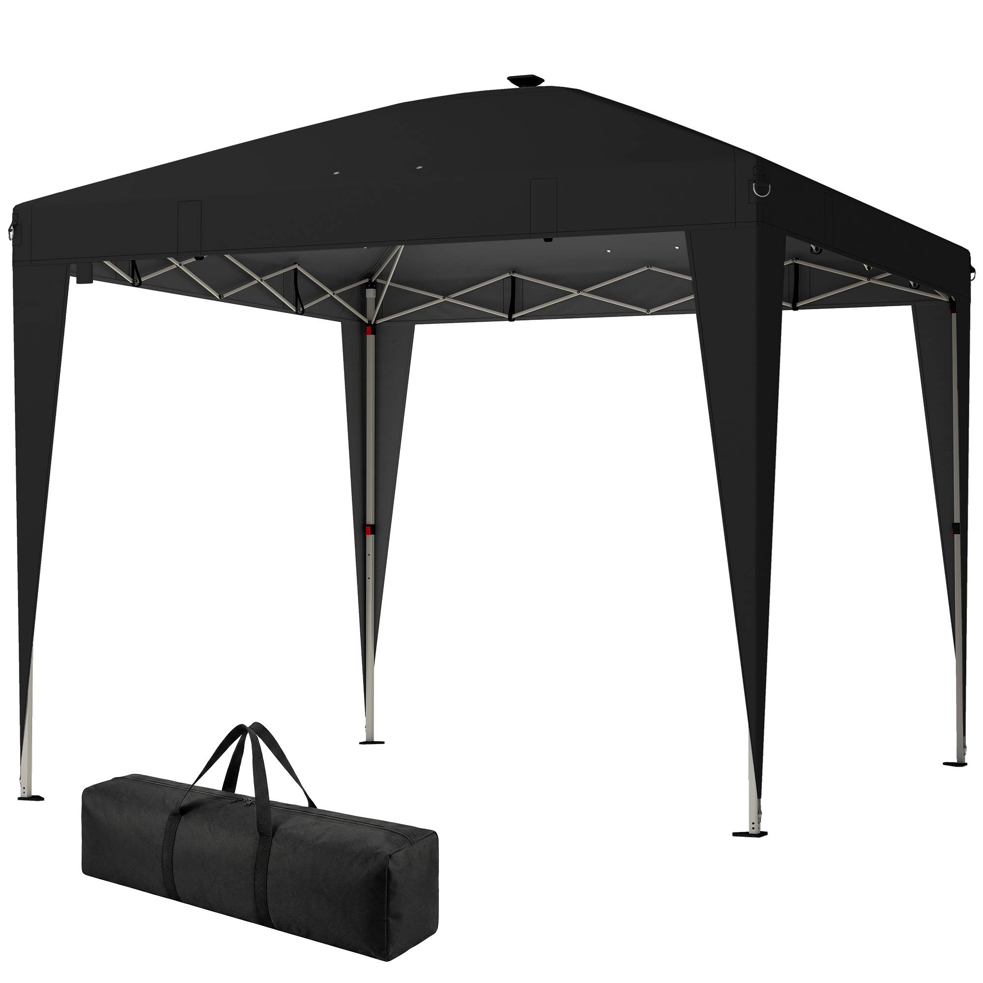 ComfortXL - Tonnelle de Jardin Pliante Métal Éclairage LED Solaire Réglable 3x3m Noir - ComfortXL Outdoor Living - Image 2