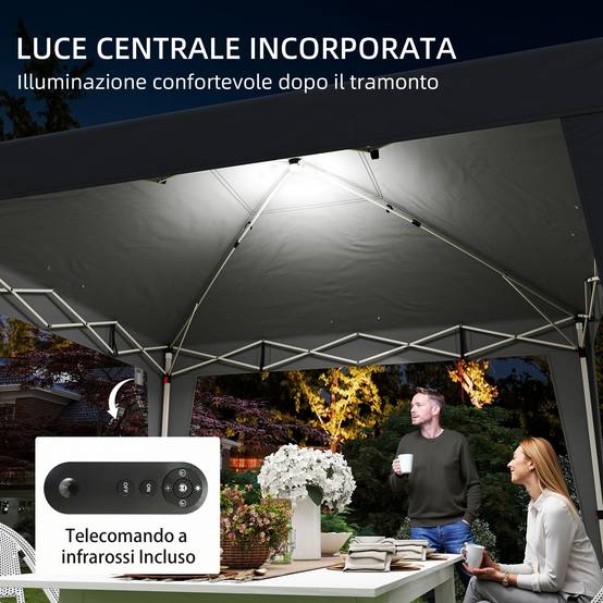 ComfortXL - Tonnelle de Jardin Pliante Métal Éclairage LED Solaire Réglable 3x3m Noir - ComfortXL Outdoor Living - Image 6