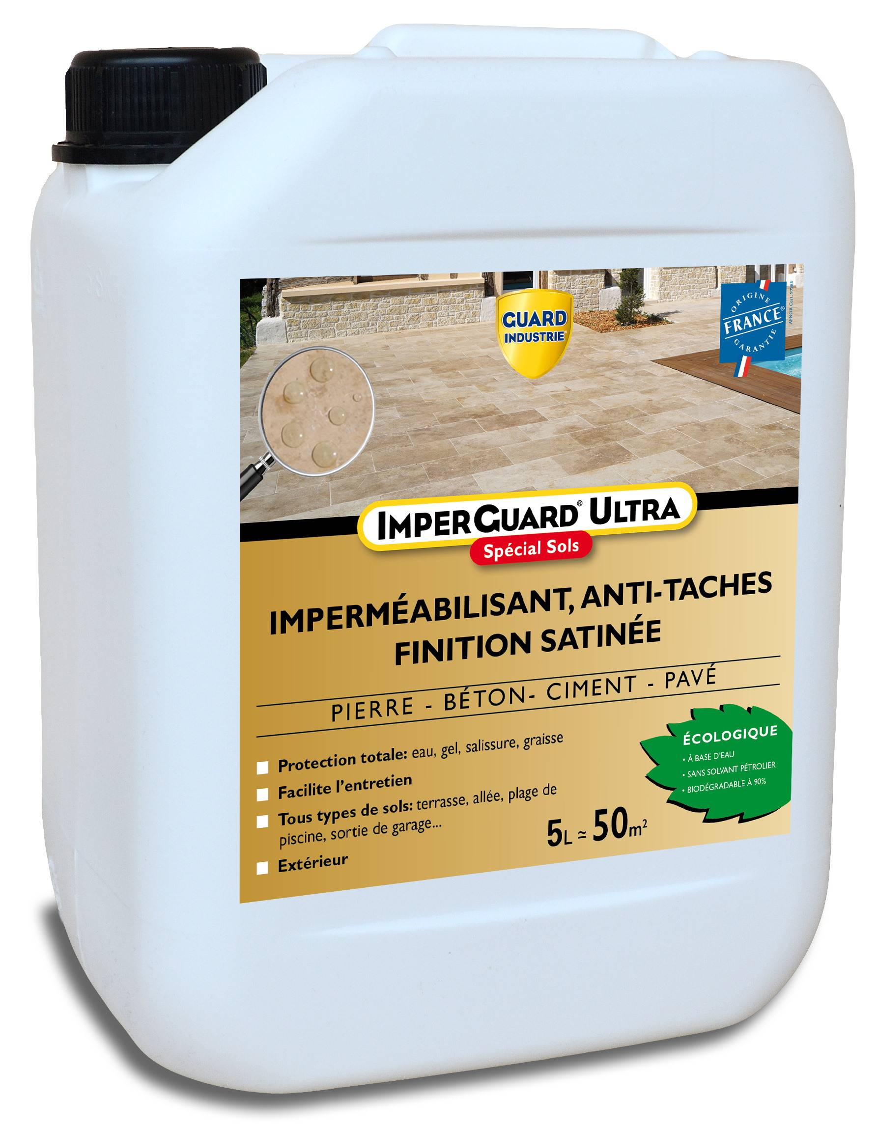 ImperGuard Ultra ProtectionSol Effet Satiné Imperméabilisant Pierre Poreuse Béton Durcisseur Joints5L Traite 50m² - Image 1