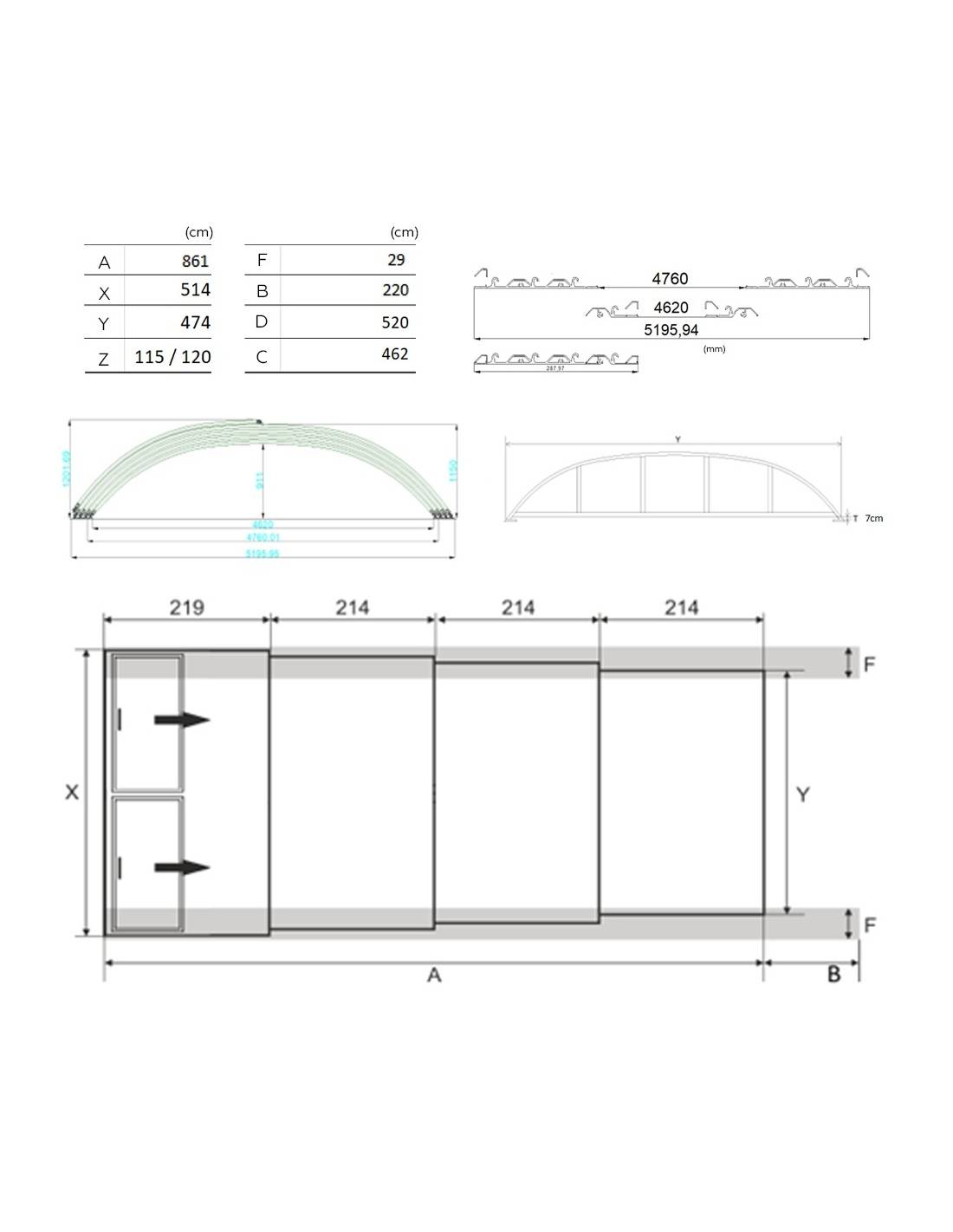 Altanka - Abri de piscine Horizon - 8,61x4,62 m - polycarbonate massif 3 mm - Couleur Ral7037 Gris - ECO212 - Imagen 2