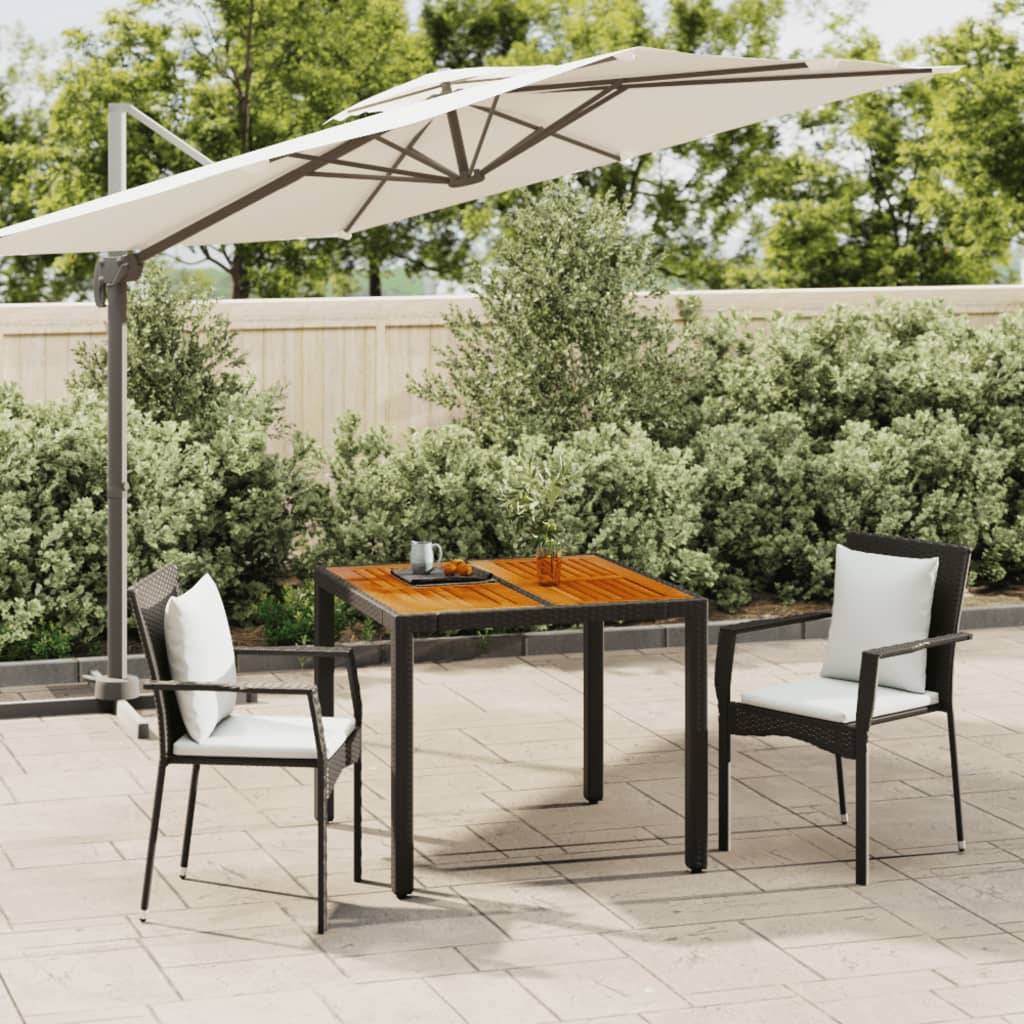 Ensemble Repas 2P Résine Tressée Table Carrée en Bois d'Acacia Noir – ComfortXL Outdoor Living - Imagen 1