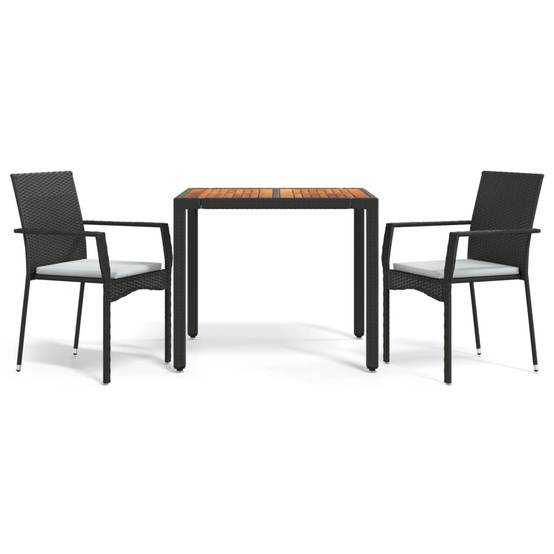 Ensemble Repas 2P Résine Tressée Table Carrée en Bois d'Acacia Noir – ComfortXL Outdoor Living - Imagen 2