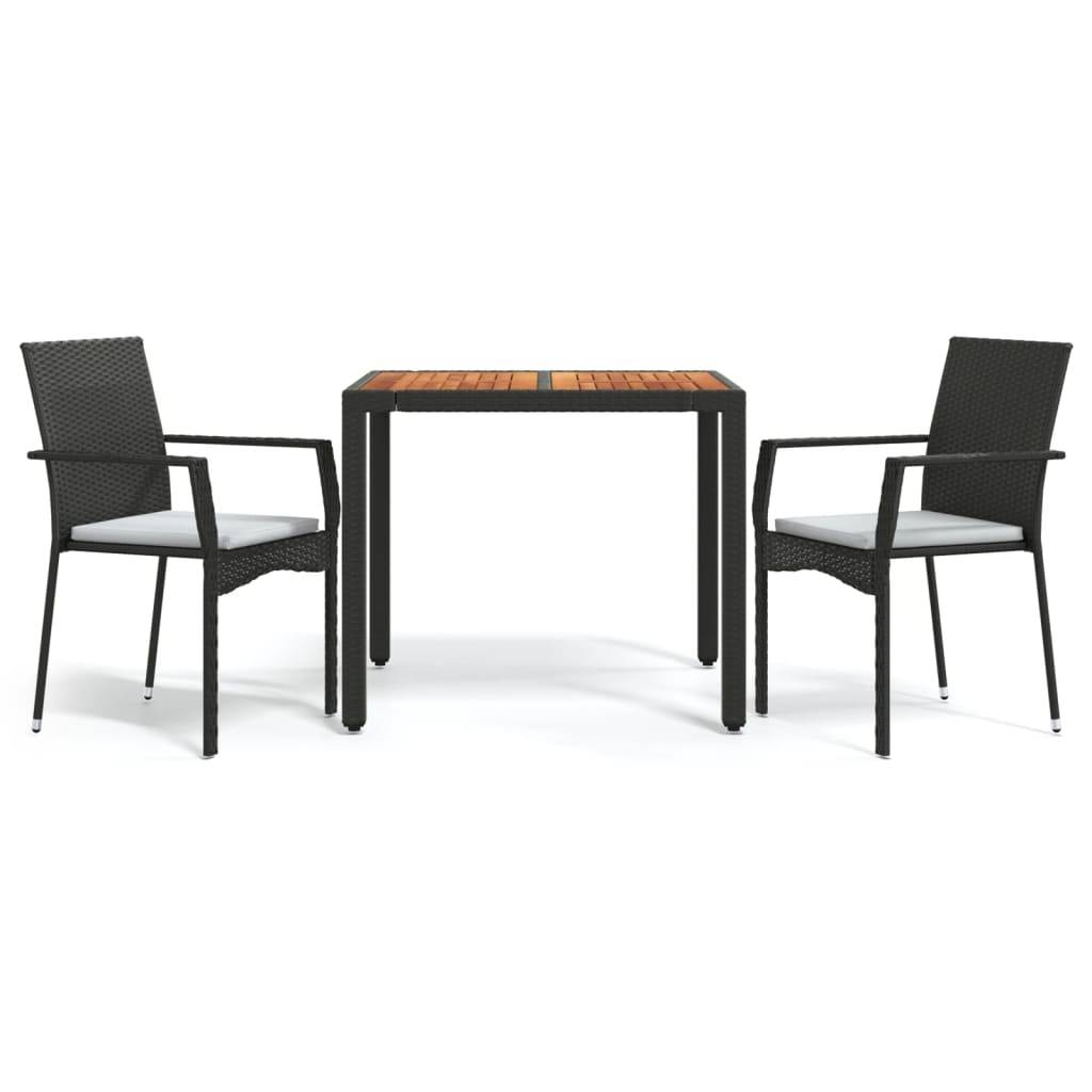Ensemble Repas 2P Résine Tressée Table Carrée en Bois d'Acacia Noir – ComfortXL Outdoor Living - Imagen 2