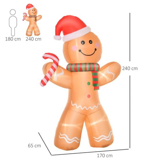 ComfortXL - Bonhomme pain d'épice géant 240 cm gonflable lumineux pour Noël extérieur – ComfortXL Outdoor Living - Image 3