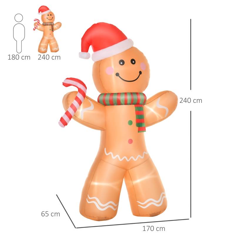 ComfortXL - Bonhomme pain d'épice géant 240 cm gonflable lumineux pour Noël extérieur – ComfortXL Outdoor Living - Image 3