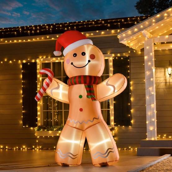 ComfortXL - Bonhomme pain d'épice géant 240 cm gonflable lumineux pour Noël extérieur – ComfortXL Outdoor Living - Image 1