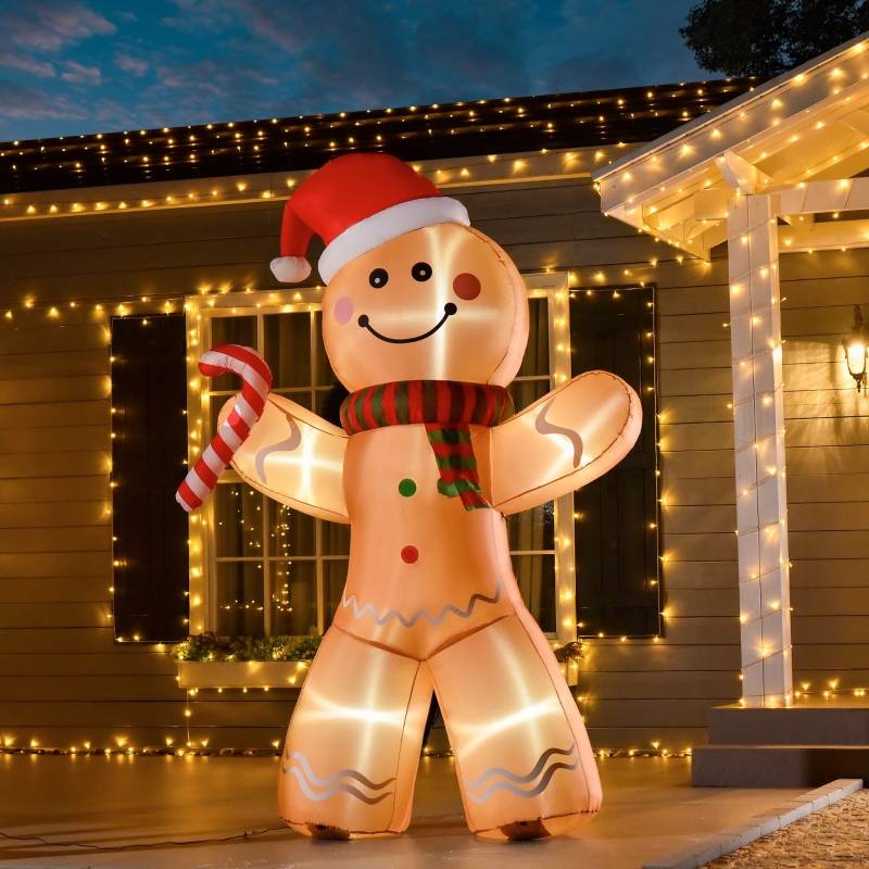 ComfortXL - Bonhomme pain d'épice géant 240 cm gonflable lumineux pour Noël extérieur – ComfortXL Outdoor Living - Image 1