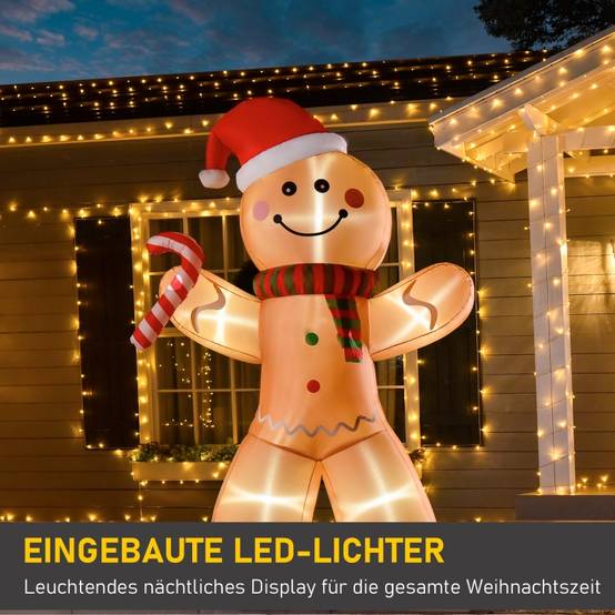 ComfortXL - Bonhomme pain d'épice géant 240 cm gonflable lumineux pour Noël extérieur – ComfortXL Outdoor Living - Image 4