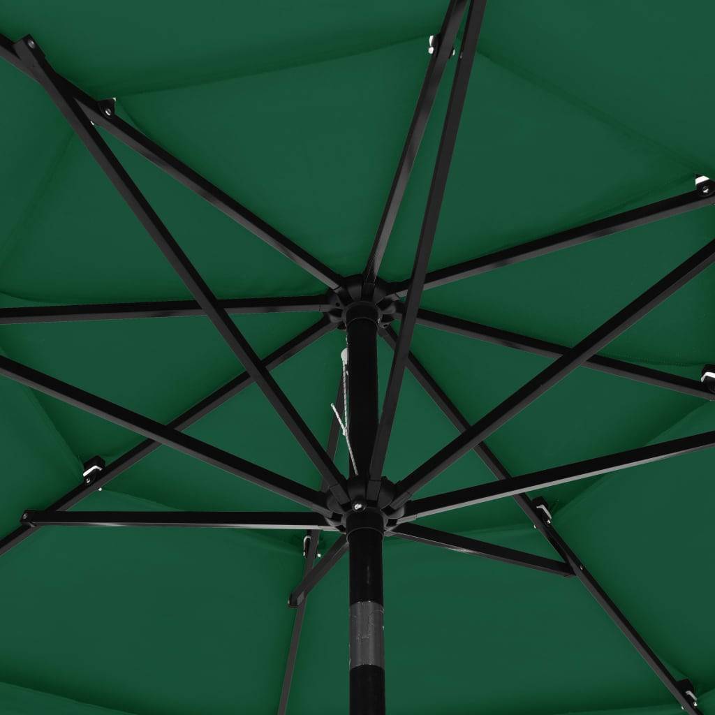 Vidaxl - Parasol de jardin à 3 niveaux avec mât en aluminium vert 3 m vidaXL 313869 - Imagen 3
