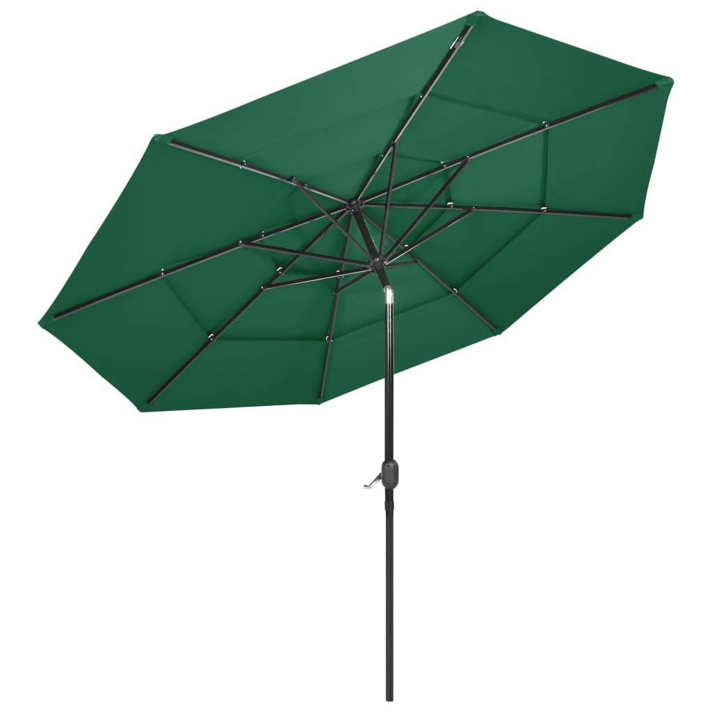 Vidaxl - Parasol de jardin à 3 niveaux avec mât en aluminium vert 3 m vidaXL 313869 - Imagen 7