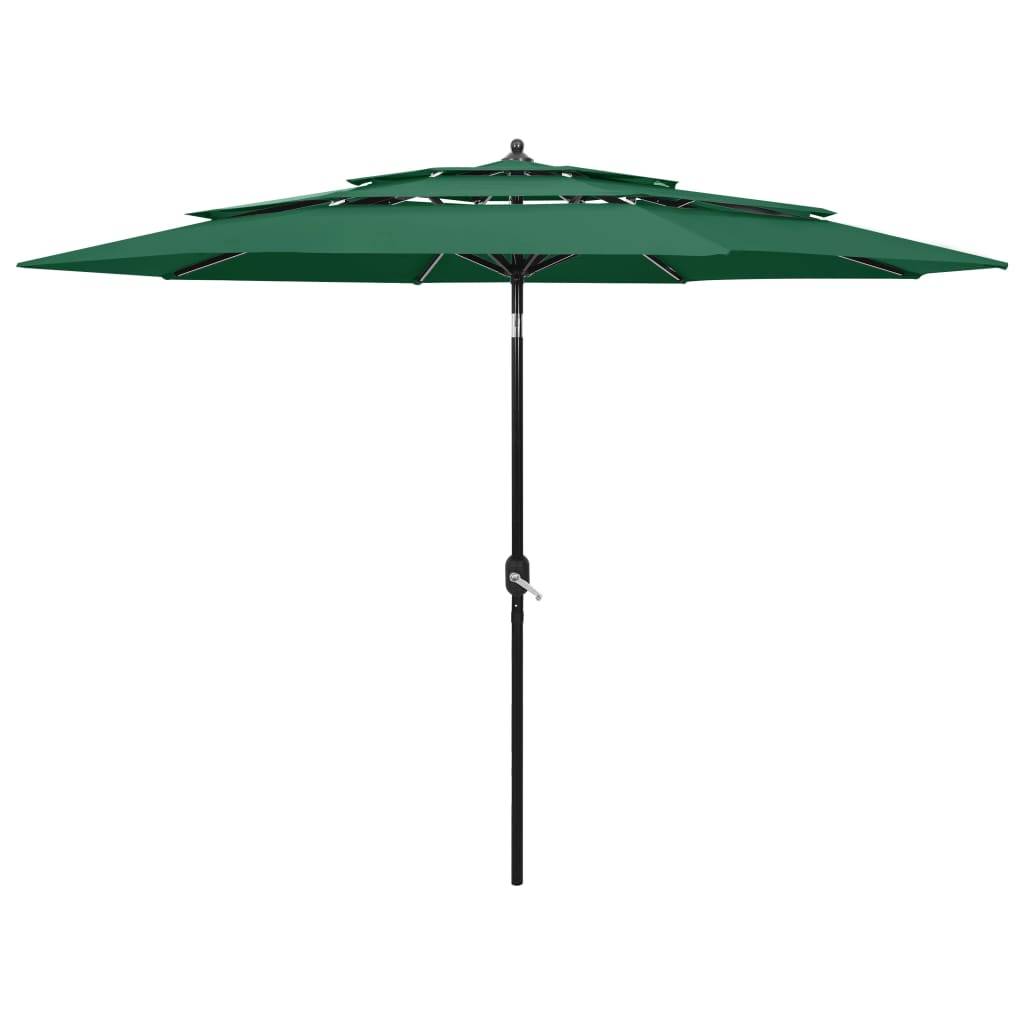 Vidaxl - Parasol de jardin à 3 niveaux avec mât en aluminium vert 3 m vidaXL 313869 - Imagen 1