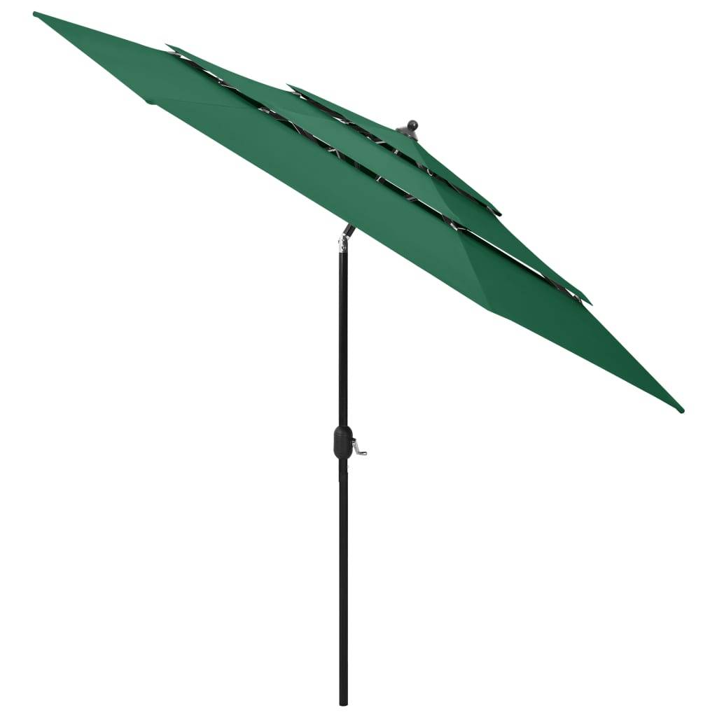 Vidaxl - Parasol de jardin à 3 niveaux avec mât en aluminium vert 3 m vidaXL 313869 - Imagen 2