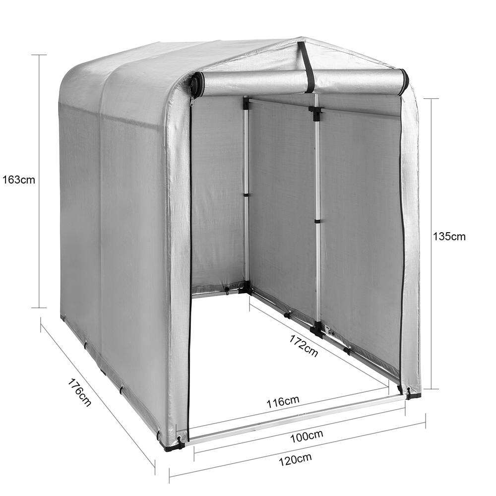 Abri de Jardin Abri de Vélo Argent L.176 x l.120 x H.163 cm SoBuy - Image 3