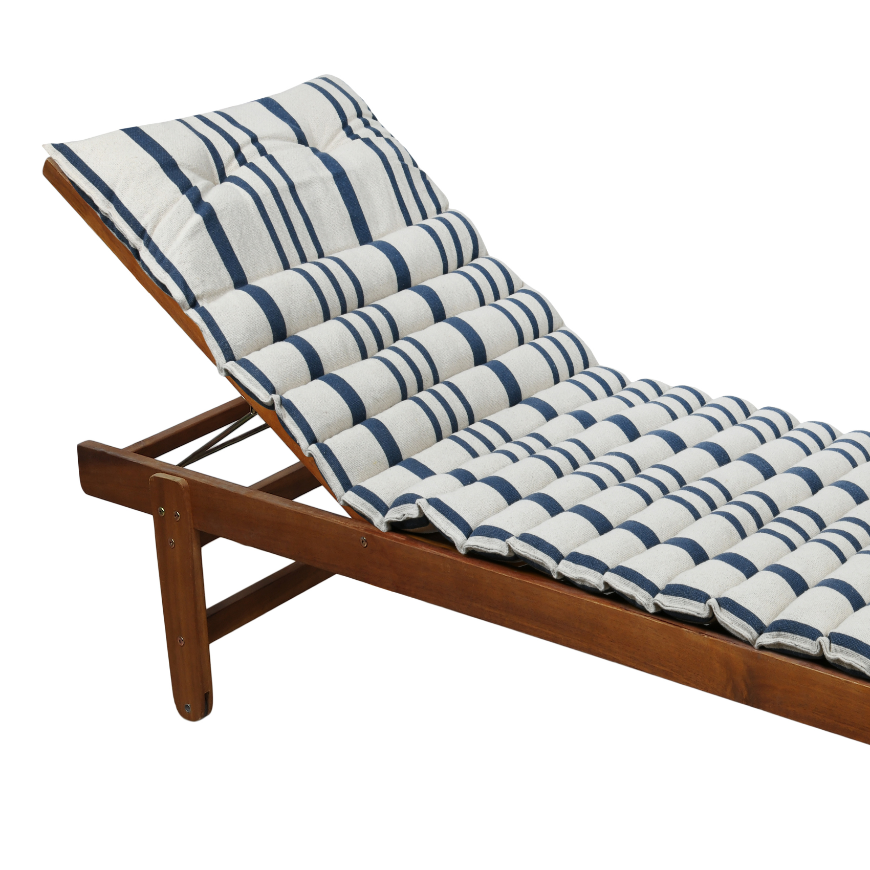 Lovely Casa - Matelas bain de soleil extérieur à rayures - LOVELY CASA - Coton - Bleu - Imagen 2