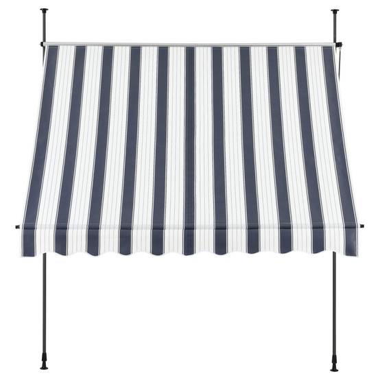 Helloshop26 - Store banne téléscopique acier polyester 400 x 120 x 200-300 cm bleu foncé blanc - Imagen 3