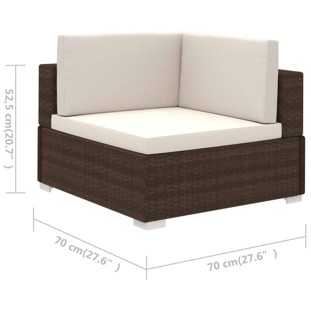 Helloshop26 - Salon de jardin meuble d'extérieur ensemble de mobilier 6 pièces avec coussins résine tressée marron - Imagen 6