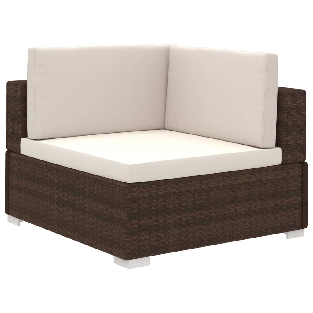 Helloshop26 - Salon de jardin meuble d'extérieur ensemble de mobilier 6 pièces avec coussins résine tressée marron - Imagen 3