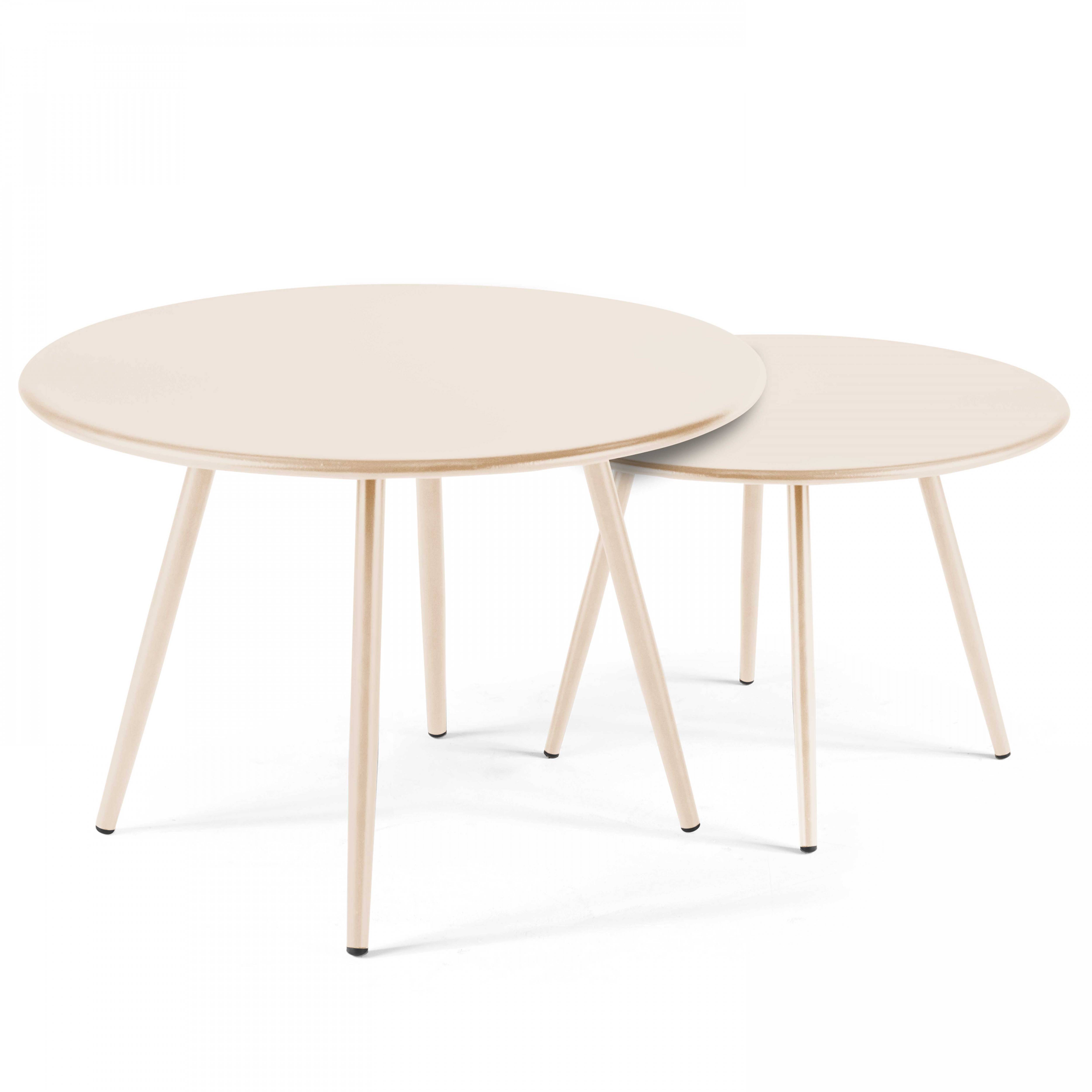 Oviala - Table basse de jardin ronde en métal ivoire 50 cm Palavas - Oviala - Imagen 6