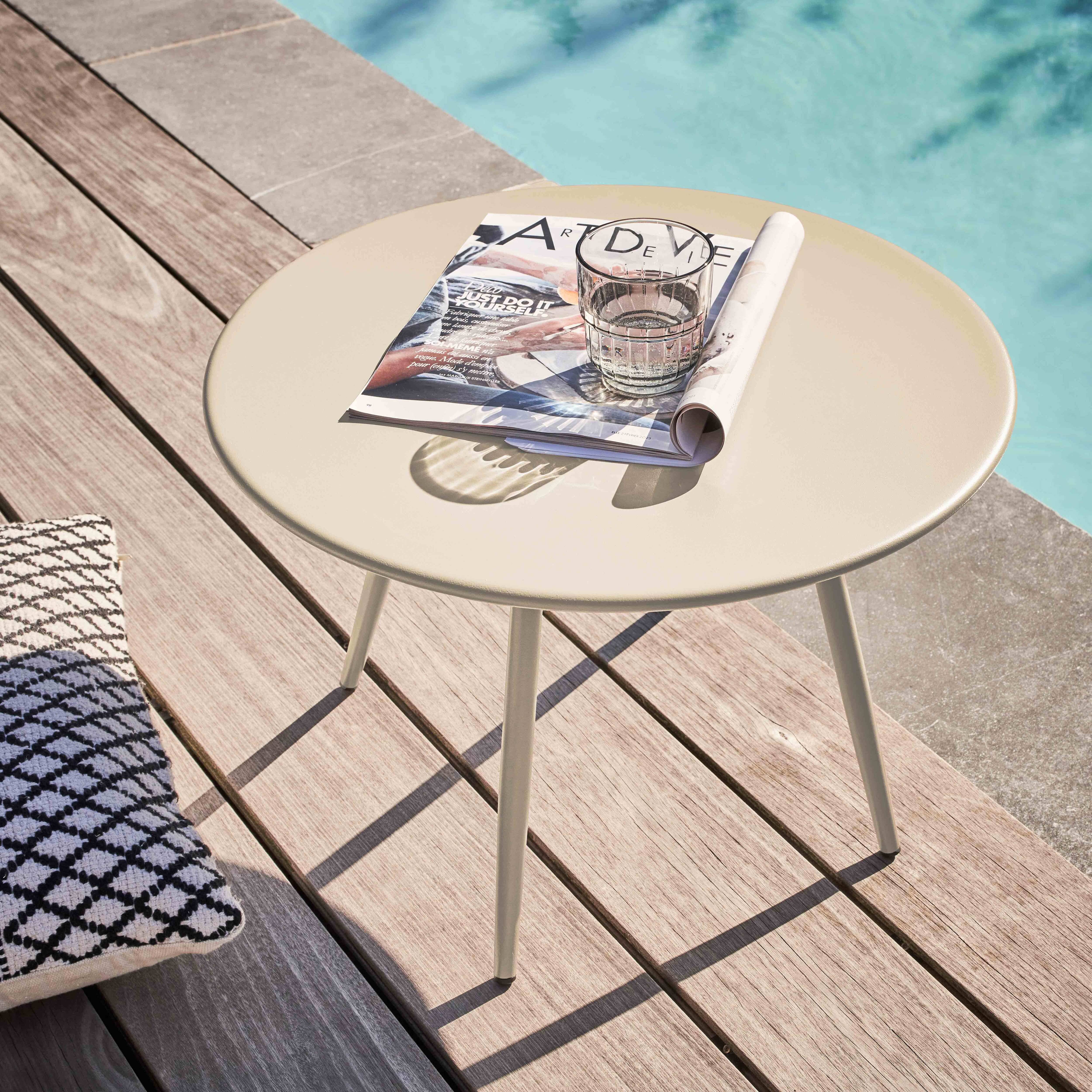 Oviala - Table basse de jardin ronde en métal ivoire 50 cm Palavas - Oviala - Imagen 2