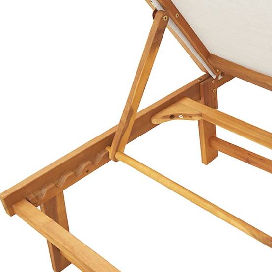 2 pcs Chaises longue | Transat | Bain de soleils gris bois acacia solide et textilène - Image 5