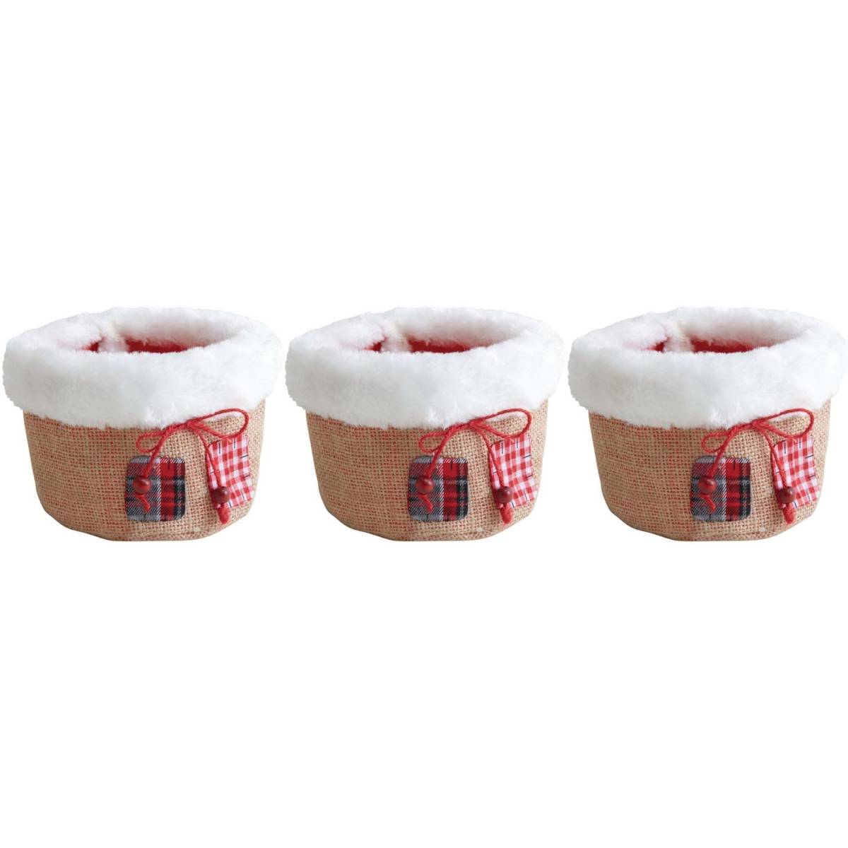 Aubry Gaspard - Corbeille de Noël ronde en jute (Lot de 3) - Imagen 1