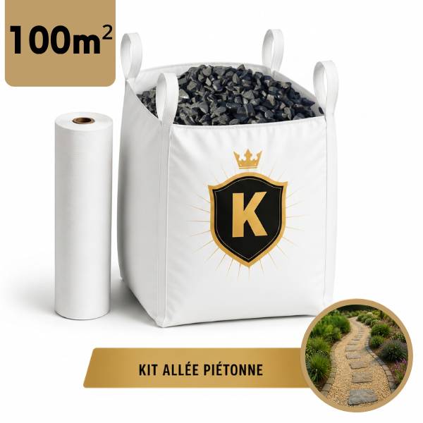 Kit allée piétonne Gravier Noir 8/12 - 100 m² - Image 1