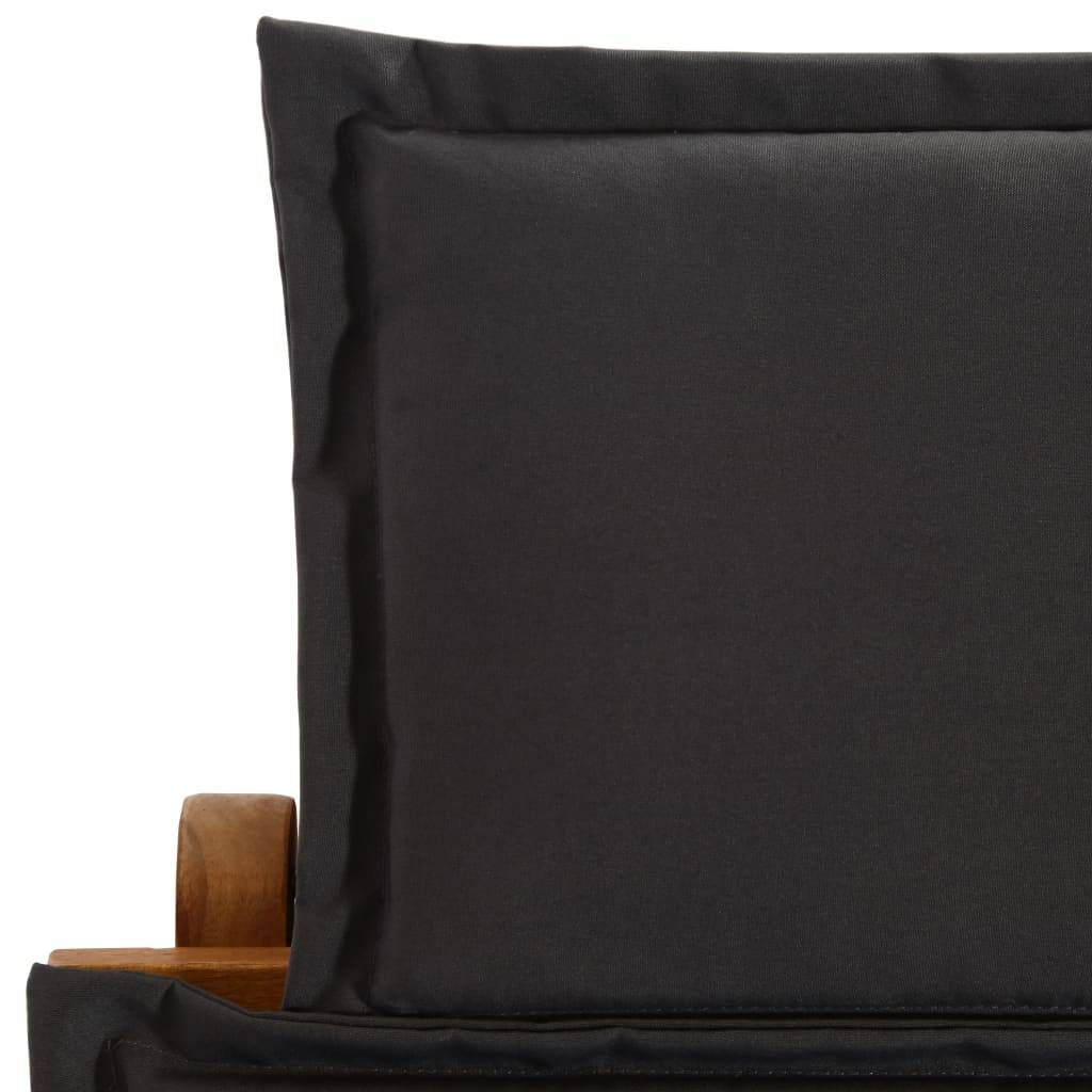 Helloshop26 - Transat chaise longue bain de soleil lit de jardin terrasse meuble d'extérieur avec coussin bois d'acacia solide gris foncé - Imagen 6