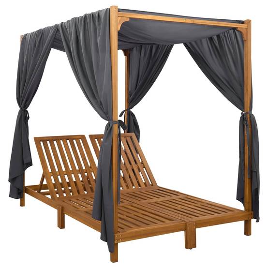 Transat double bois acacia pour terrasse avec auvent réglable gris foncé - ComfortXL Outdoor Living - Image 4