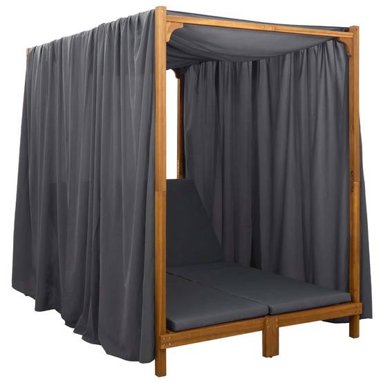 Transat double bois acacia pour terrasse avec auvent réglable gris foncé - ComfortXL Outdoor Living - Image 3