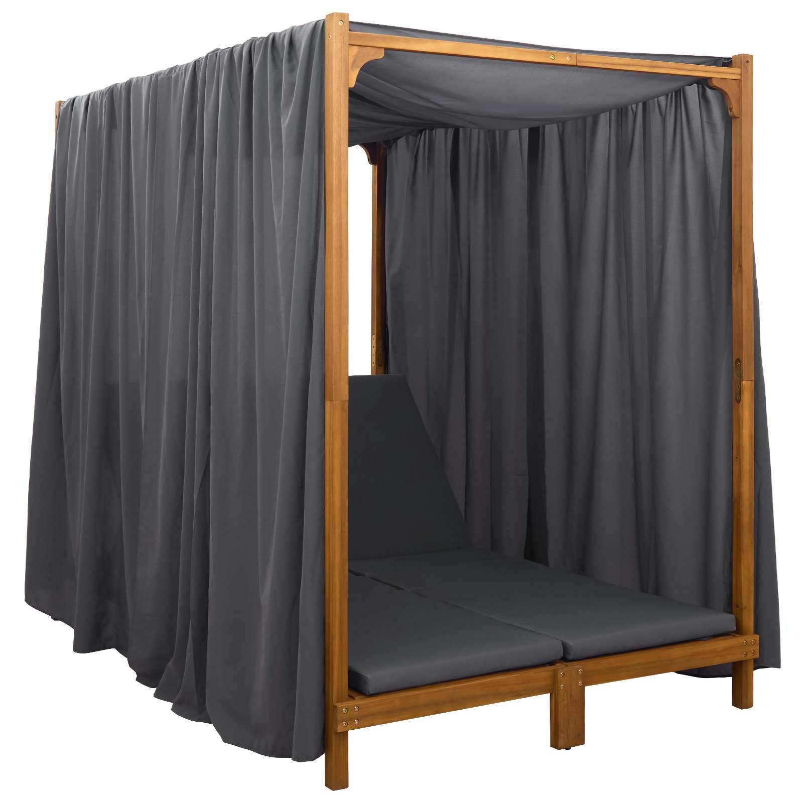 Transat double bois acacia pour terrasse avec auvent réglable gris foncé - ComfortXL Outdoor Living - Image 3