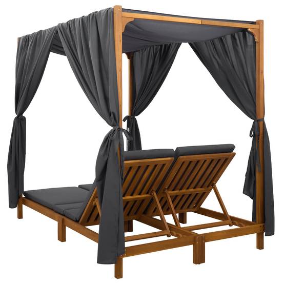 Transat double bois acacia pour terrasse avec auvent réglable gris foncé - ComfortXL Outdoor Living - Image 6