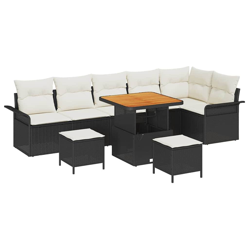 Salon de jardin 8 places Polyrotin et Bois massif Modulable pour Terrasse Noir – ComfortXL Outdoor Living - Image 2