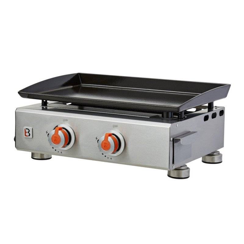 Brasero - Plancha à gaz Alicia II Inox 2 feux - BRASERO - 2 brûleurs - 52 x 34 cm - Plaque acier émaillée - Jusqu'à 8 convives - 5 kW, Grise - Image 1