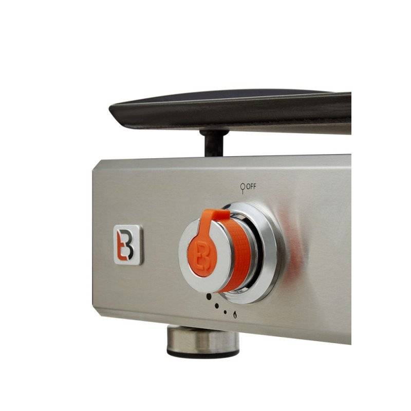 Brasero - Plancha à gaz Alicia II Inox 2 feux - BRASERO - 2 brûleurs - 52 x 34 cm - Plaque acier émaillée - Jusqu'à 8 convives - 5 kW, Grise - Image 4