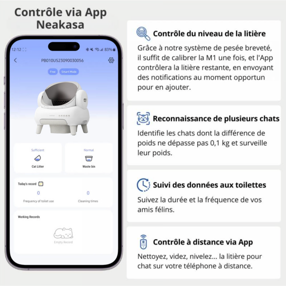 NEAKASA Litière automatique pour grands chats - Grande ouverture - Blanc NEAKASA - Image 5