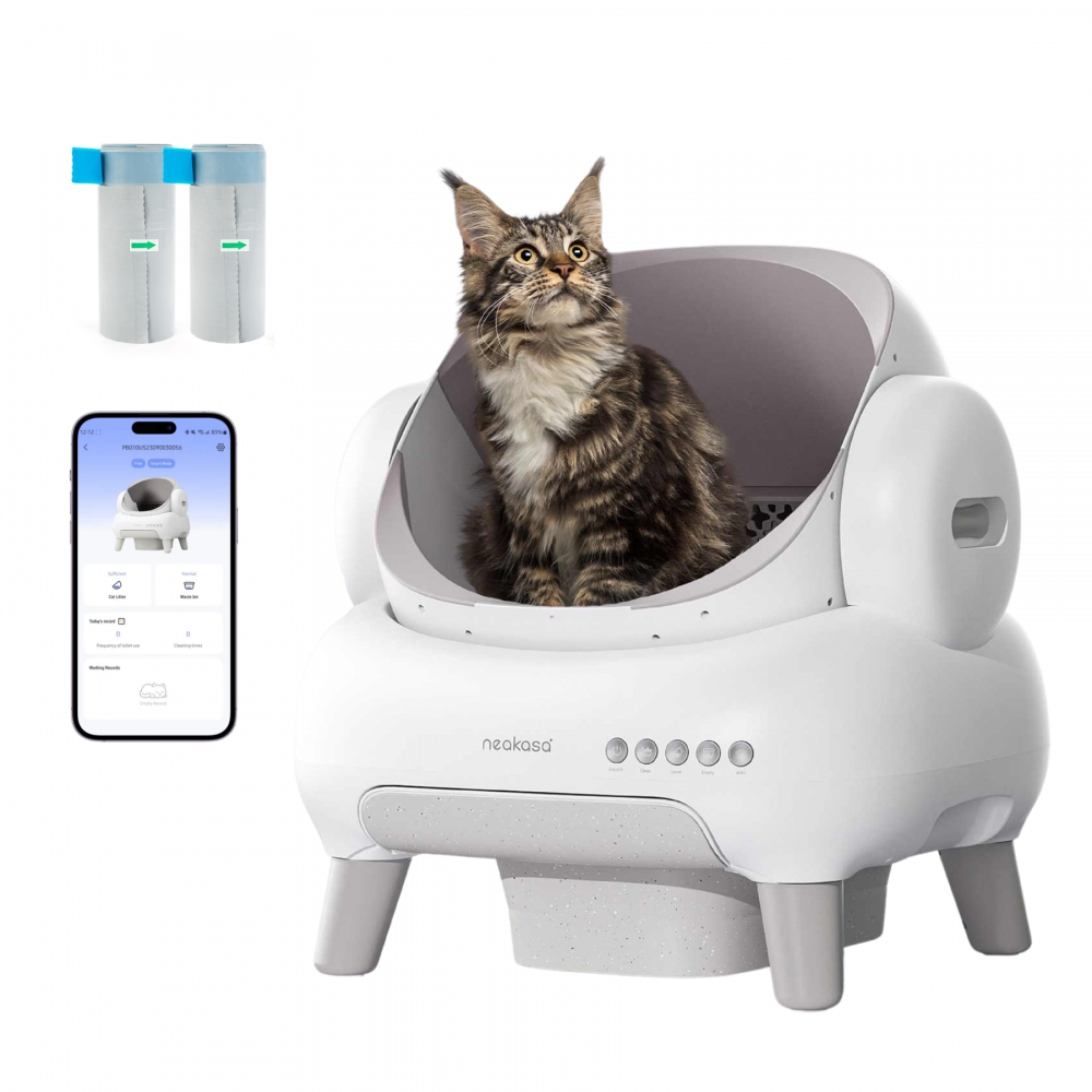 NEAKASA Litière automatique pour grands chats - Grande ouverture - Blanc NEAKASA