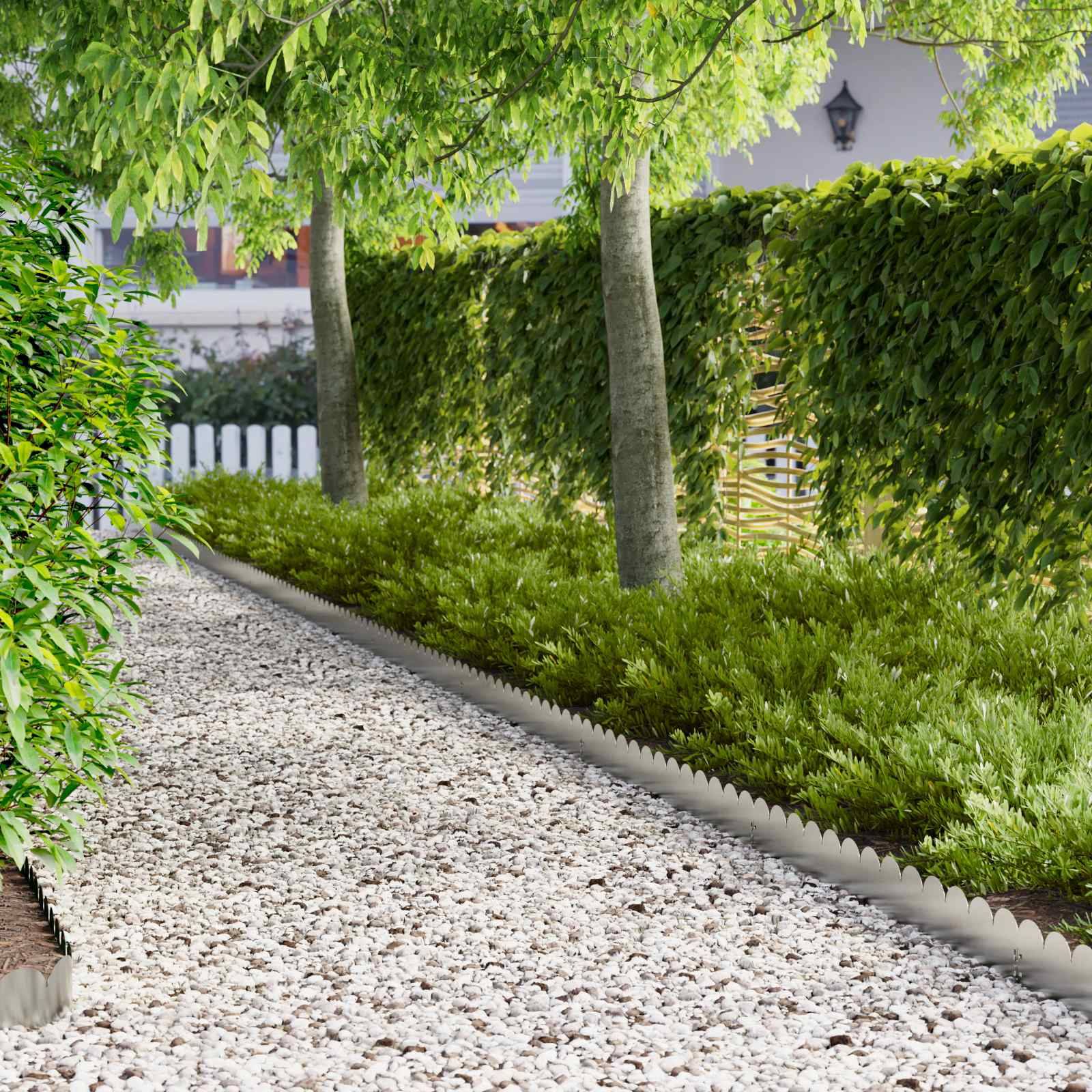 Bordure de pelouse acier aménagement jardin délimitation 10pcs 103x15cm argenté - ComfortXL Outdoor Living - Image 1