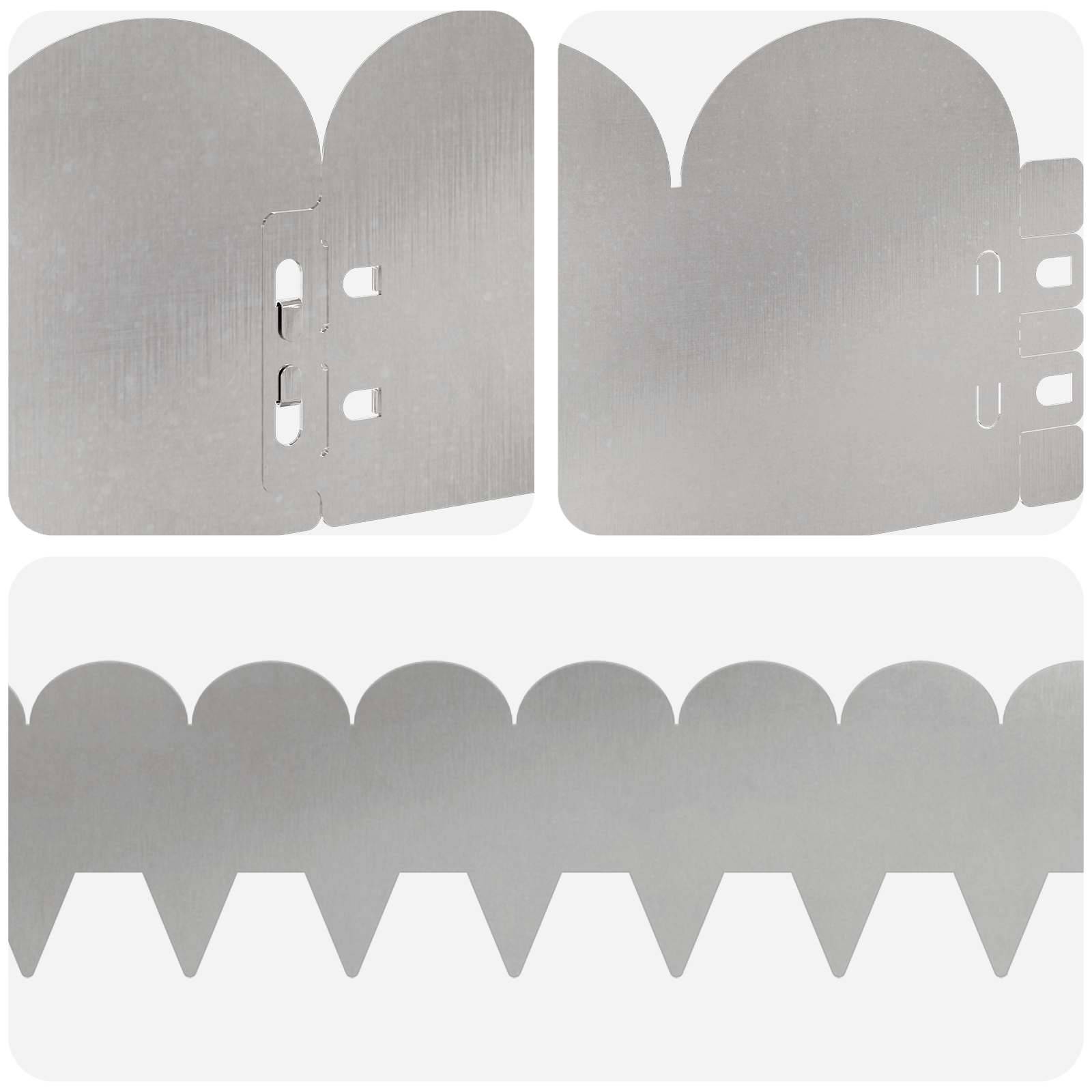Bordure de pelouse acier aménagement jardin délimitation 10pcs 103x15cm argenté - ComfortXL Outdoor Living - Image 7