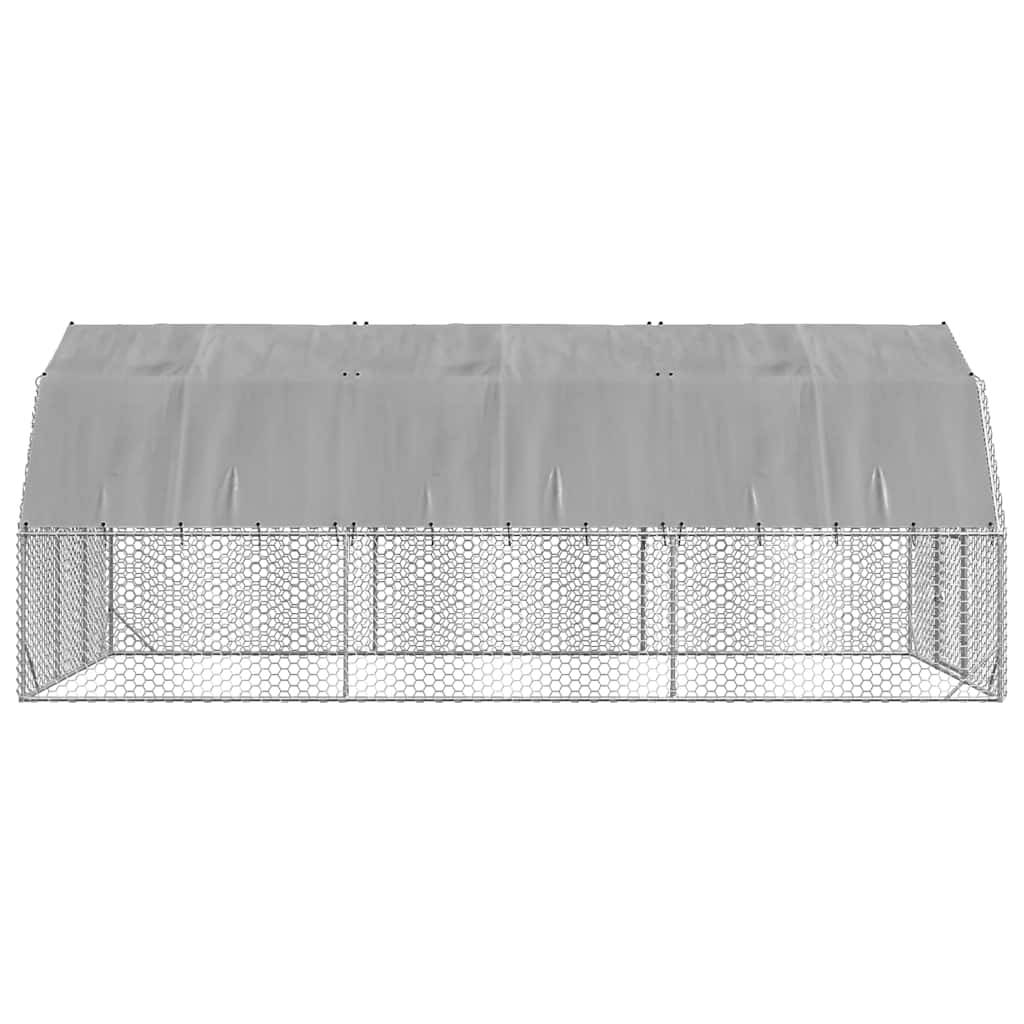 Enclos poulailler 15 m² acier galvanisé avec toit de protection pour jardin Argent – ComfortXL Outdoor Living - Image 4