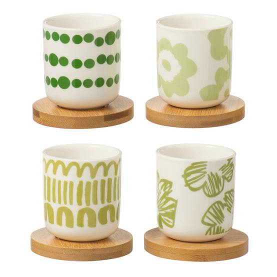 Lot de 4 Tasses à Café & Sous-Tasses "Fiesta Sud" 10cl Vert - Image 1