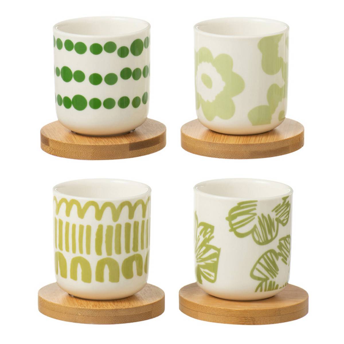 Lot de 4 Tasses à Café & Sous-Tasses "Fiesta Sud" 10cl Vert - Image 1