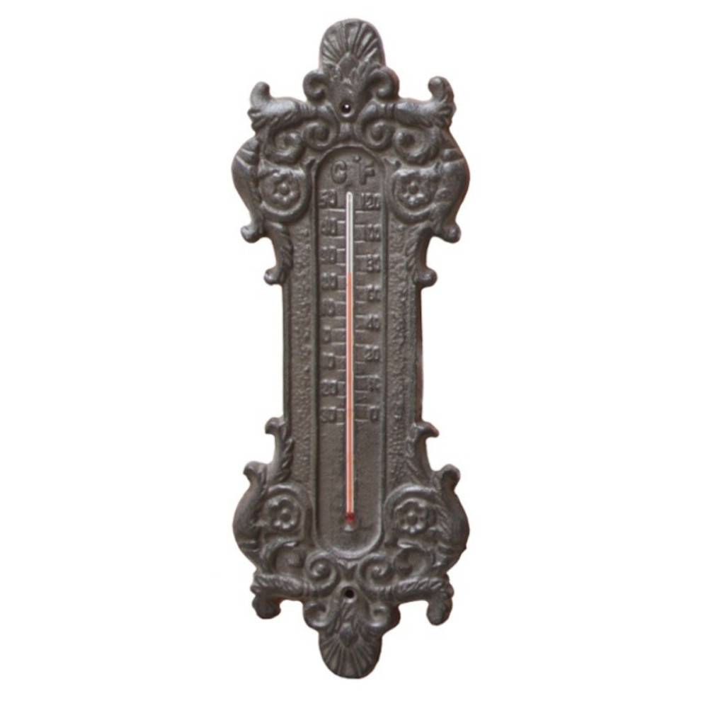 Chemin De Campagne - Grand thermomètre extérieur décoratif vintage jardin fonte marron 37cm Chemin de campagne - Imagen 1