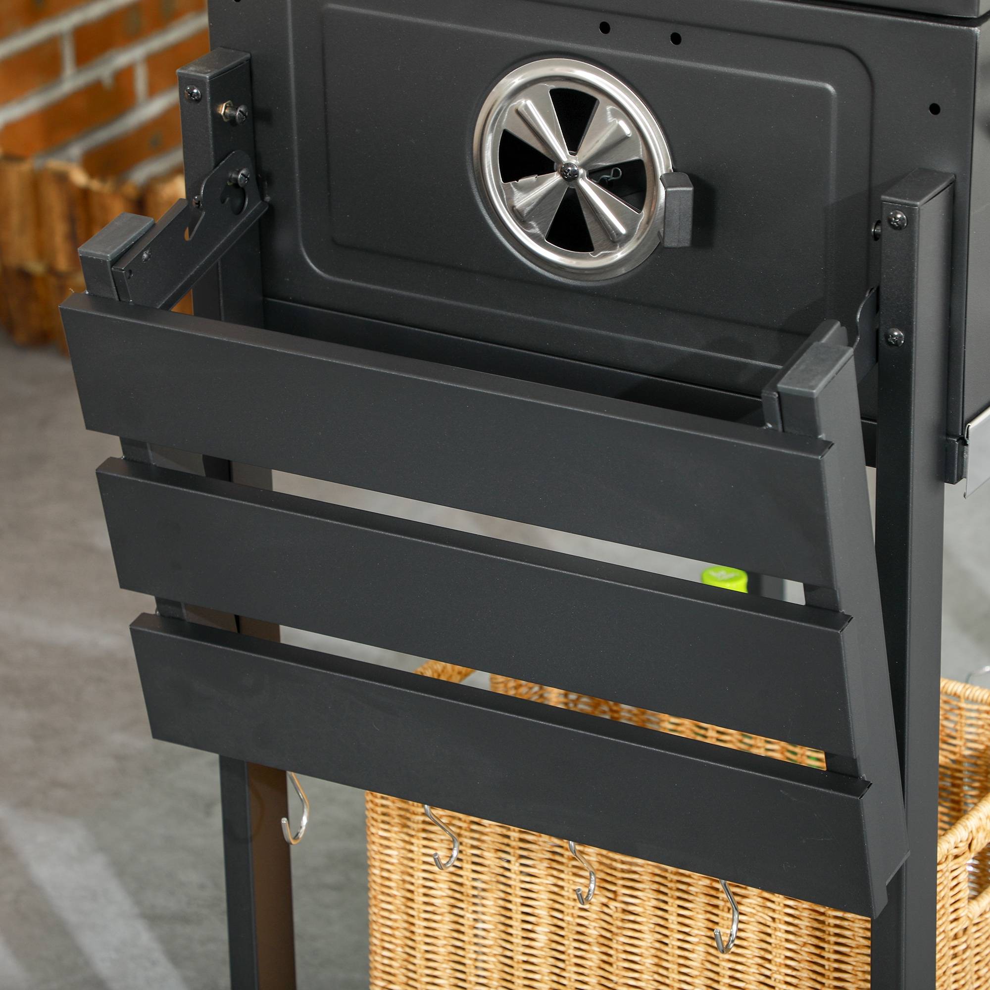 ComfortXL - Barbecue Charbon Acier Jardin Extérieur Hauteur Réglable 120x64x114cm Noir - ComfortXL Outdoor Living - Image 8