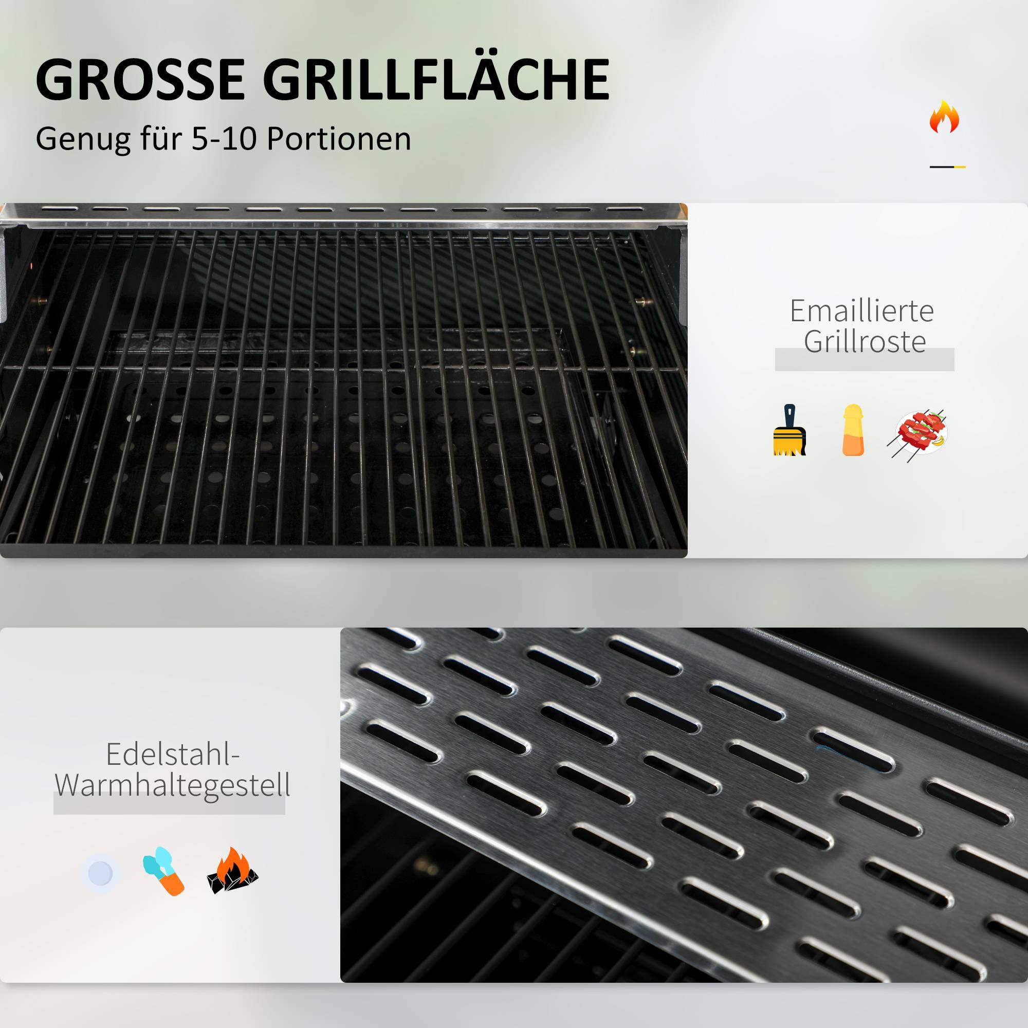 ComfortXL - Barbecue Charbon Acier Jardin Extérieur Hauteur Réglable 120x64x114cm Noir - ComfortXL Outdoor Living - Image 4