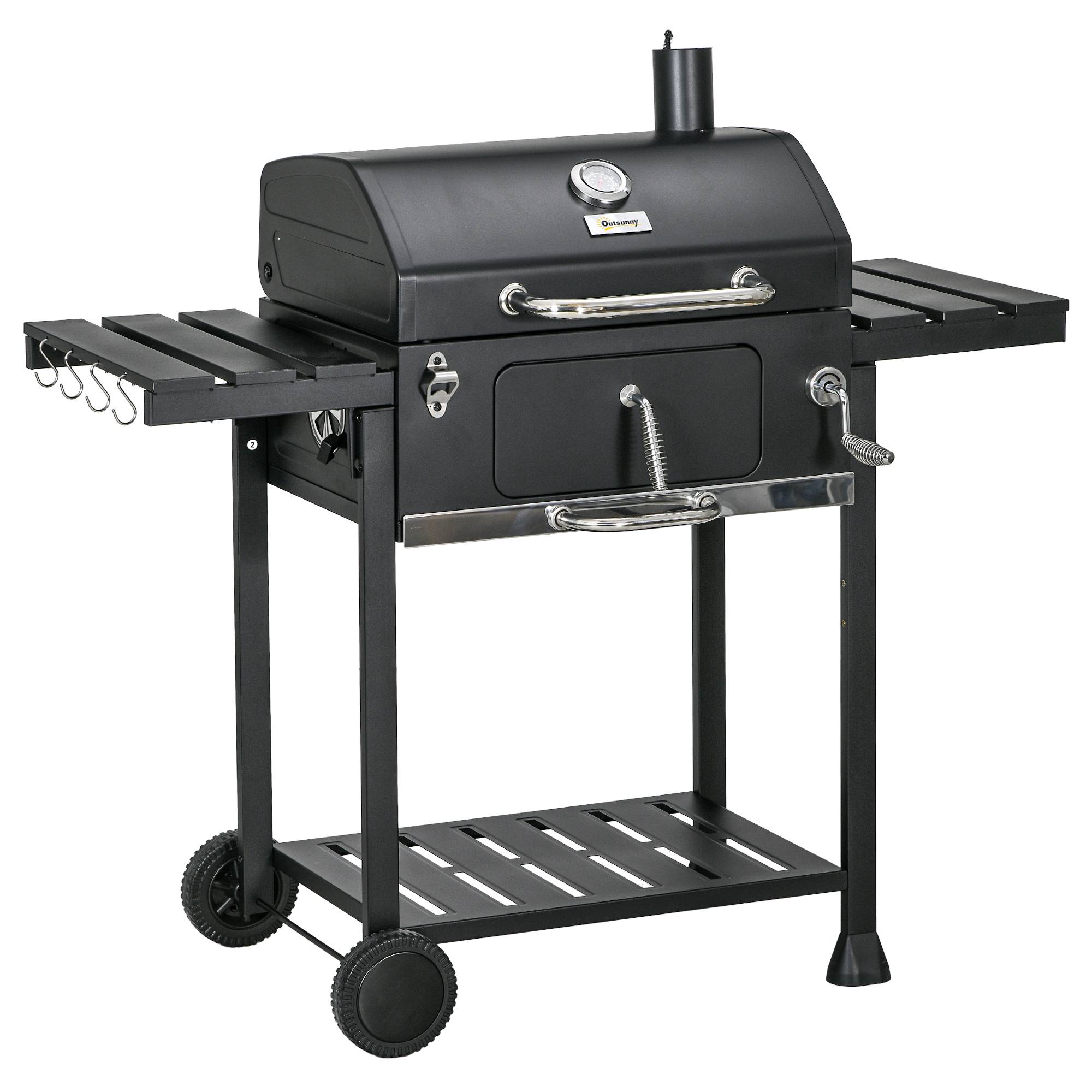 ComfortXL - Barbecue Charbon Acier Jardin Extérieur Hauteur Réglable 120x64x114cm Noir - ComfortXL Outdoor Living - Image 2