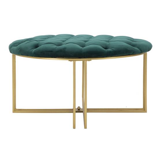 Pouf Capitonné en Velours "Puffy" 90cm Vert & Or - Image 2