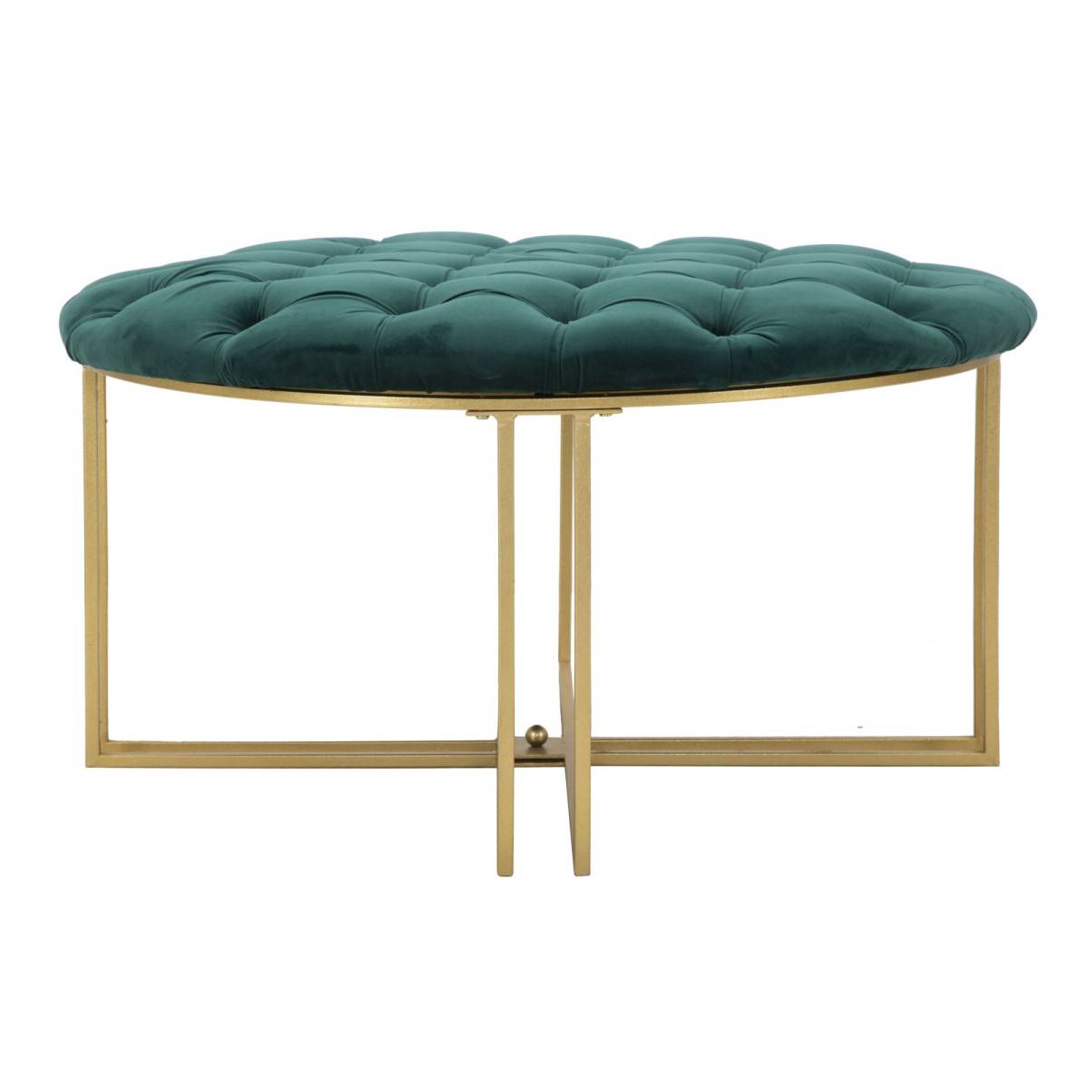 Pouf Capitonné en Velours "Puffy" 90cm Vert & Or - Image 2