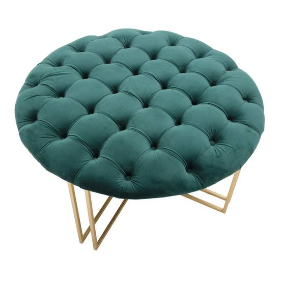 Pouf Capitonné en Velours "Puffy" 90cm Vert & Or - Image 3