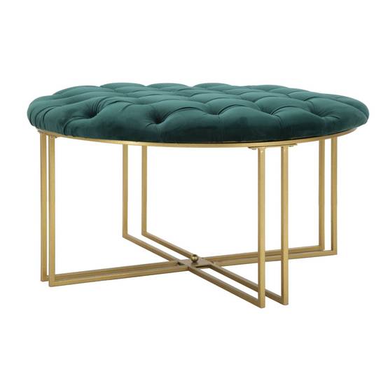 Pouf Capitonné en Velours "Puffy" 90cm Vert & Or - Image 1