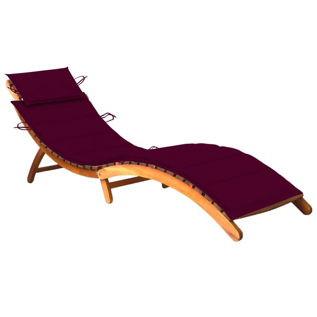 Helloshop26 - Transat chaise longue bain de soleil lit de jardin terrasse meuble d'extérieur avec coussin bois d'acacia solide - Imagen 1